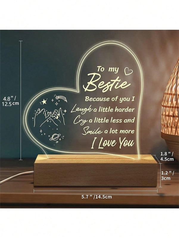 Modern Letter Heart Shape Acrylic Night Light | Home Decor & Lighting Accessories