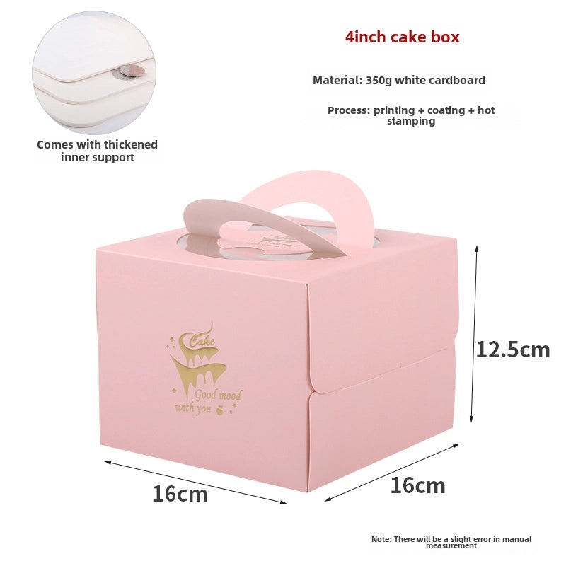 加厚便携生日蛋糕包装盒，适用4寸及6寸蛋糕，烘焙防潮盒|蛋糕包装盒及配件