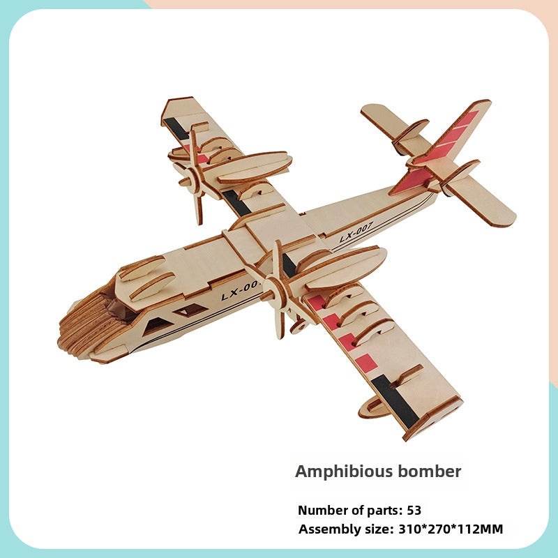 Handmade Wooden 3D Aircraft Model Puzzle for Kids | Toys & Games