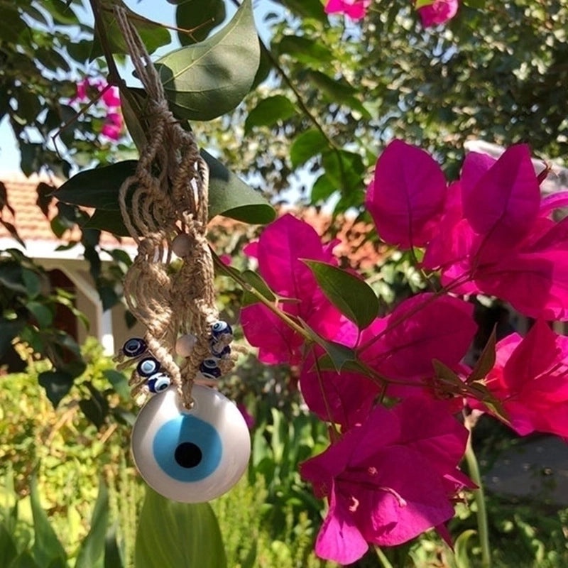 Devil's Eye Pendant with Glass and Linen Thread Ethnic Style|Ethnic Jewelry