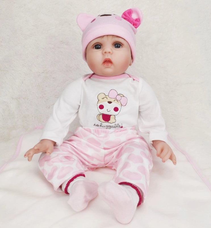 Reborn Doll 55cm Silicone Baby with Mohair Hair Realistic Simulation Newborn Doll|Baby Dolls & Accessories