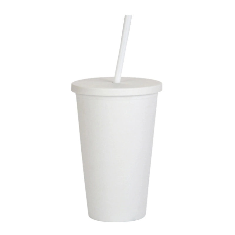 彩色双层吸管塑料杯 16盎司磨砂水杯|饮用水杯