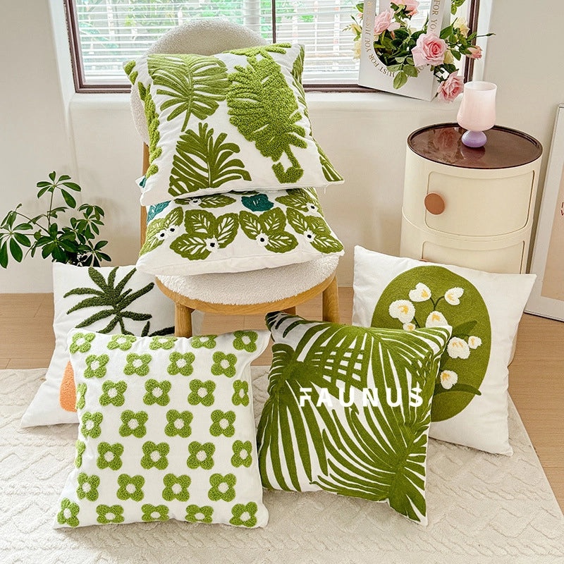 Minimalist Cotton Linen Plant Print Pillow Covers for Couch Sofa Decoration|Home Decor Pillows