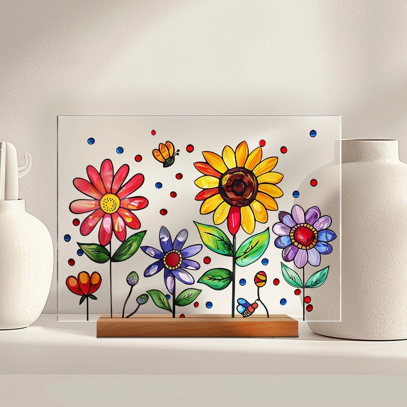 Elegant Minimalist Acrylic Flower Wooden Home Decor | Home Decor