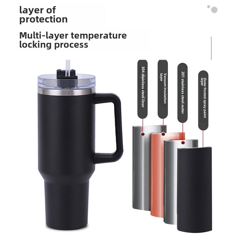 Customized 40oz Stainless Steel Double-layer Insulated Ice Tumbler with Handle for Car | Drinkware & Travel Mugs