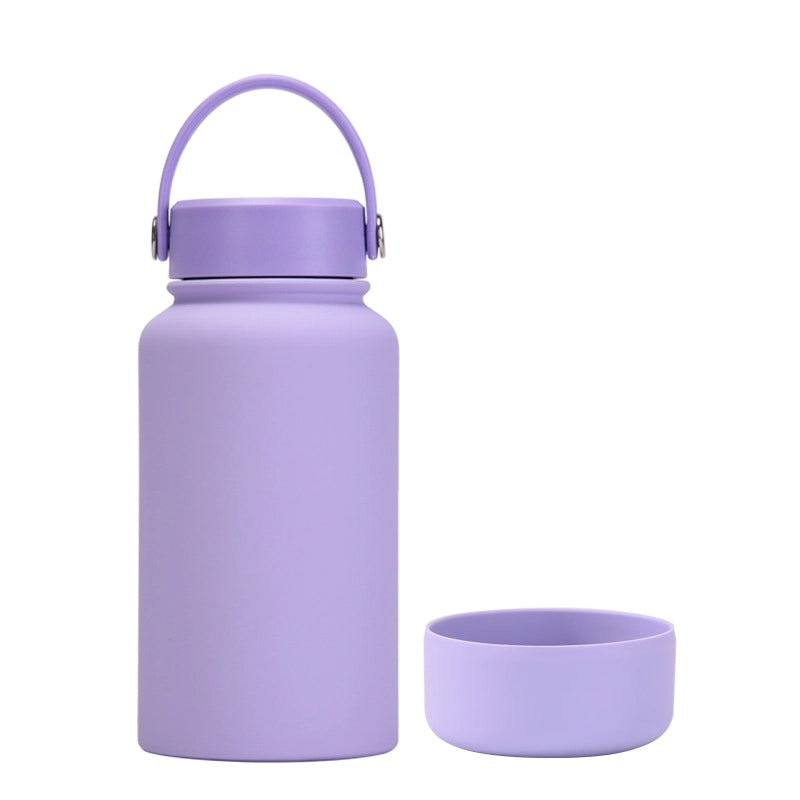 Stylish Solid Color Stainless Steel Water Bottle with Silicone Sleeve 1 Piece|Drinkware & Bottles
