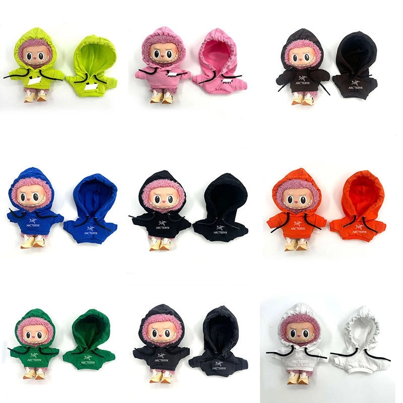 Rab Cloth Labubuu 17cm Handmade Cotton Doll with Fashion Logo Hoodie Black | Fashion Accessories