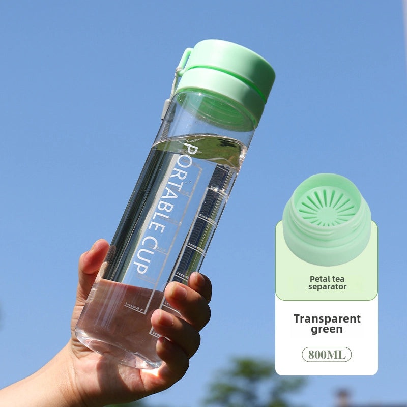 Large-capacity Outdoor Sports Water Bottle with Frosted Plastic Portable Rope Customizable Tea Drain Cup|运动水壶