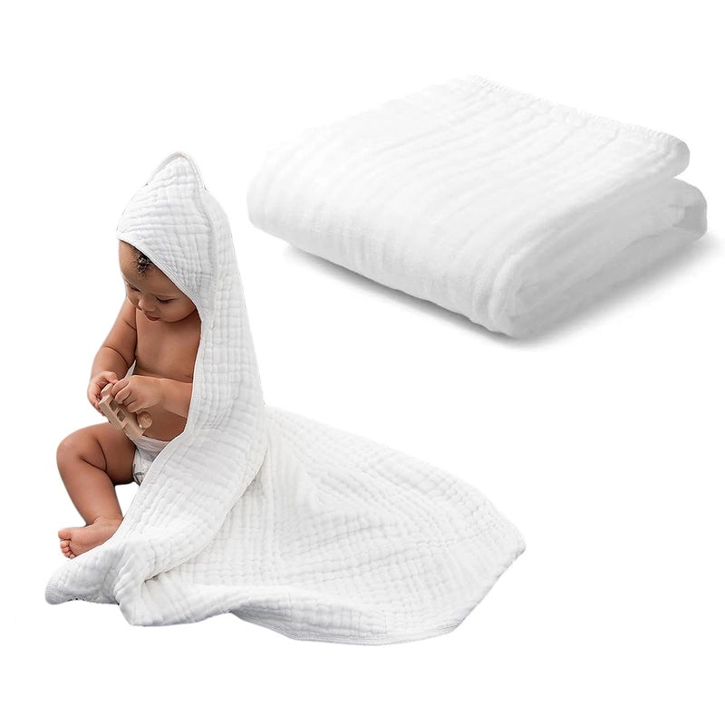 6-Layer Seersucker Gauze Hooded Bath Towel for Kids Soft Absorbent Bathrobe|Bath & Body Accessories