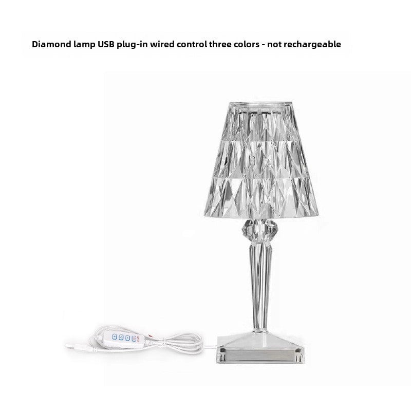 USB Crystal Diamond Table Lamp with Touch Control and USB Charging | Bedroom Nightlight & Atmosphere Lighting | Table Lamps