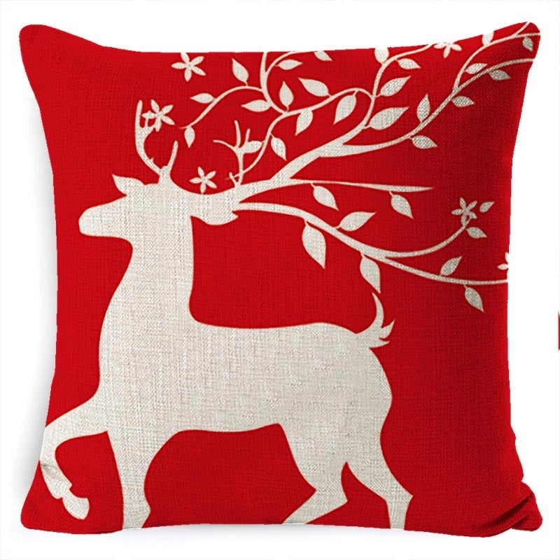 Christmas Linen Pillow Cover for Living Room Office Car Sofa Waist Cushion|Home Decor Cushions