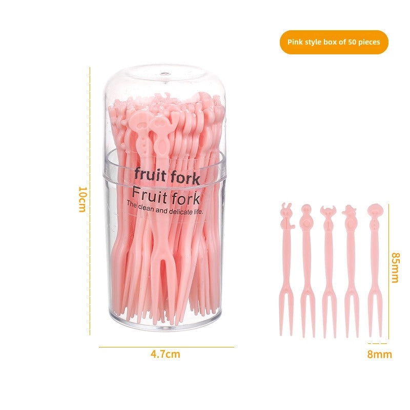 Disposable Two-Tooth Plastic Fruit and Dessert Forks Set for Household Snacks|Kitchen & Dining Accessories