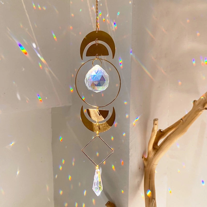 Geometric Moon Crystal Pendant Minimalist Wall Decor|Home Decor