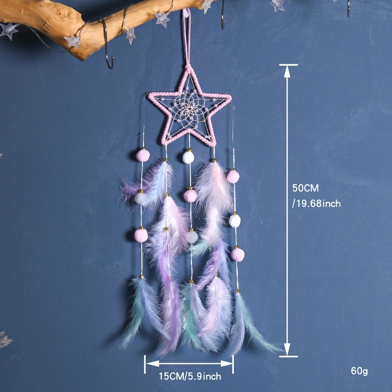 Minimalist Star Moon Cat Feather Dreamcatcher Decor for Home Wall Hanging|Home Decor & Accessories