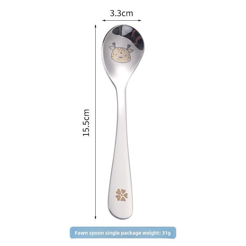 304 Stainless Steel Cartoon Baby Spoon Cute Feeding Spoon for Children Learning to Eat | Baby Feeding Accessories