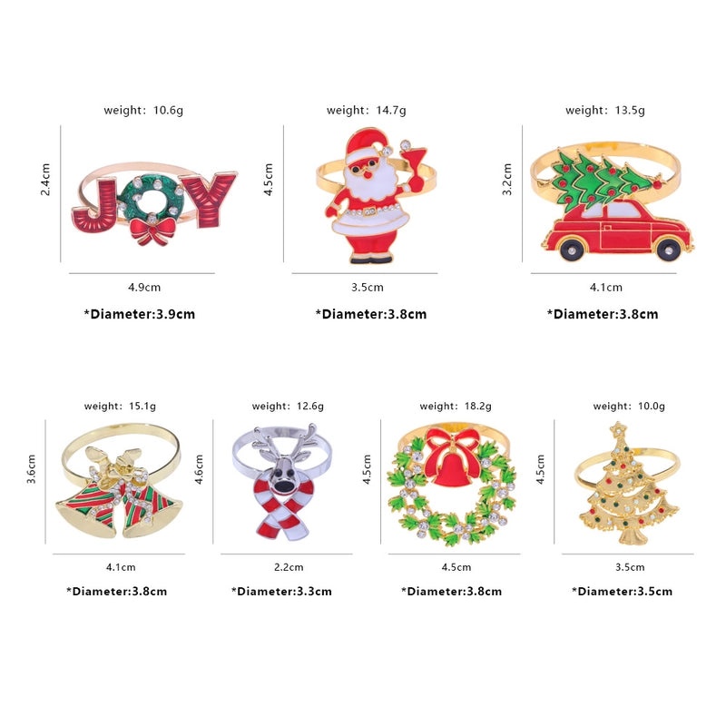 Festive Christmas Tree and Bell Alloy Napkin Ring for Holiday Table Decor | Holiday Tableware & Decor