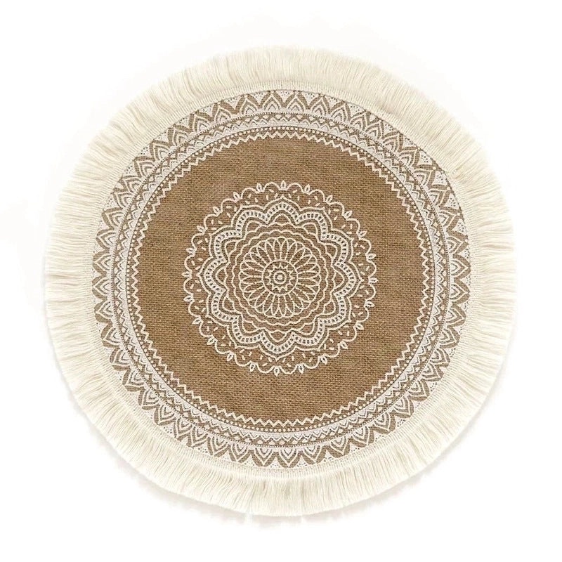 Vintage Floral Jute Placemat for Dining Table|Home & Living Tableware