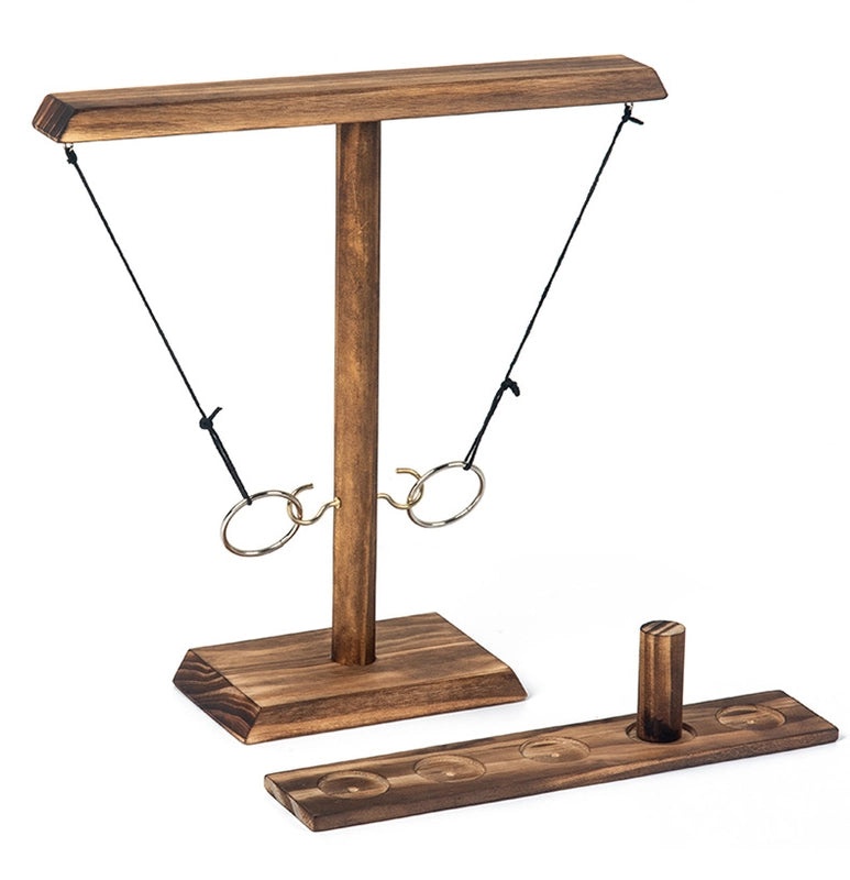 Wooden Ring Toss Game for Two Players | Interactive Hook and Ring Drinking Toy | Party Game | Outdoor Fun | Toys & Games