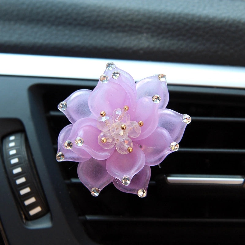 Rhinestone Lotus Flower Car Air Vent Perfume Ornament | Car Fragrance Accessories