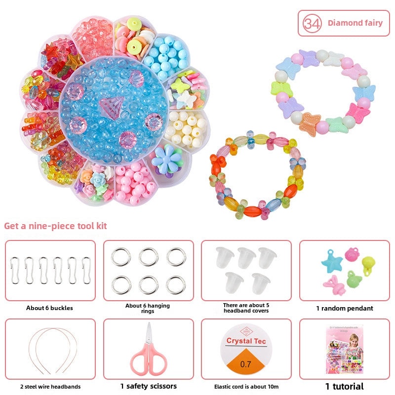 Children's DIY Beaded Educational Toy Kit Handmade Bracelet Necklace Material Package|Kids Crafts & Jewelry Making Kits