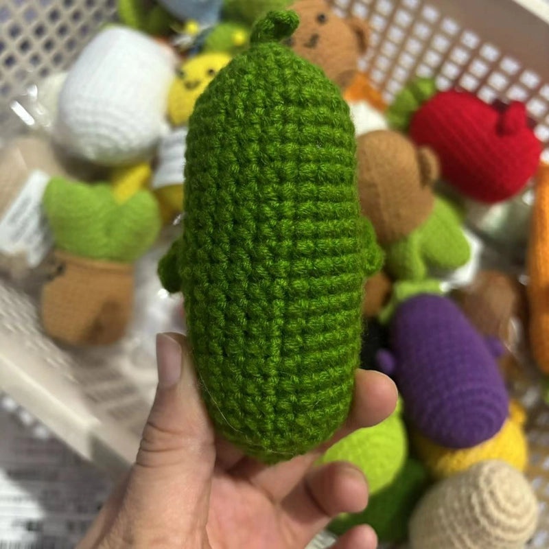 Handmade Wool Crocheted Cucumber Potato Doll Cute Funny Facial Expression Bag|Fashion Accessories