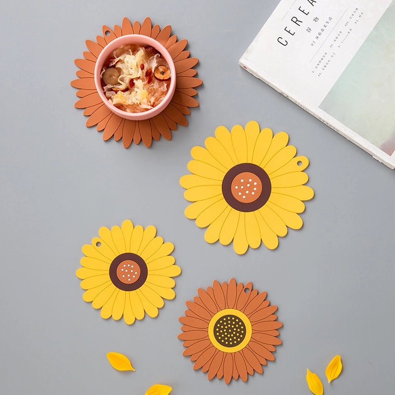 Sunflower Sakura Pizza Design PVC Placemat Durable Decorative Table Mat|Home & Kitchen Tableware