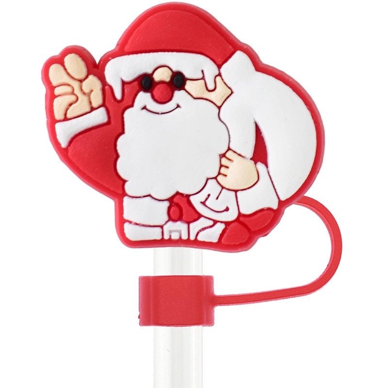 Christmas Holiday Silicone Santa Straw Caps 10PCS|Drinkware Accessories