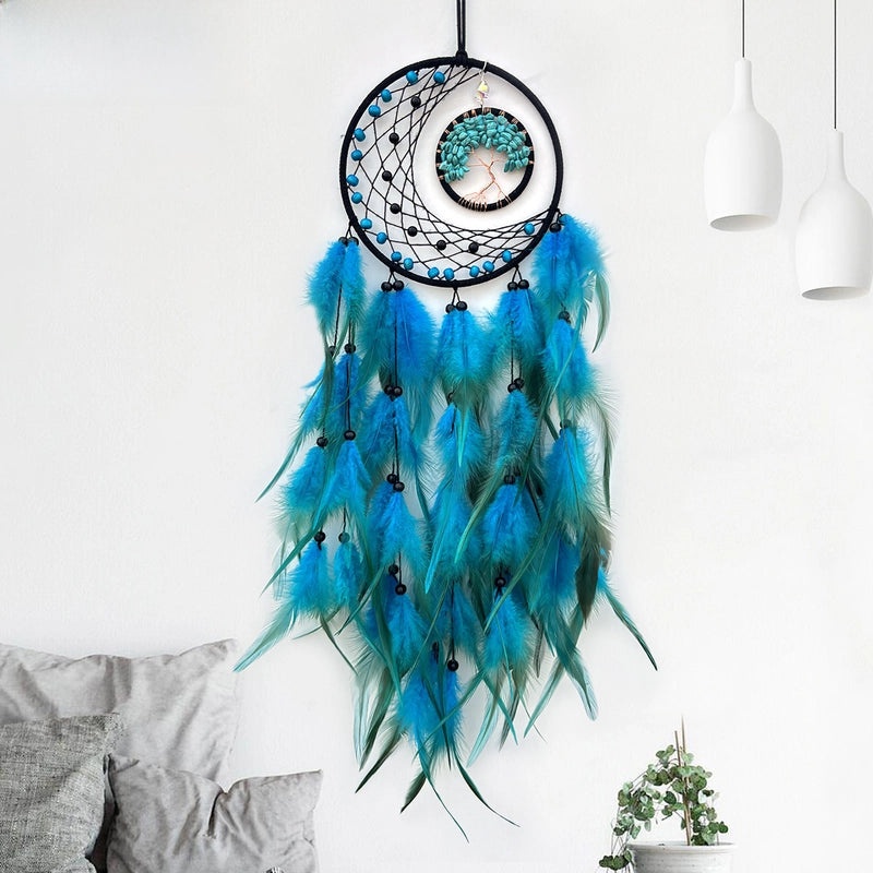 Handmade Dream Catcher Wall Hanging Feather Mesh Decoration Nordic Style Tree of Life Craft | Home Decor