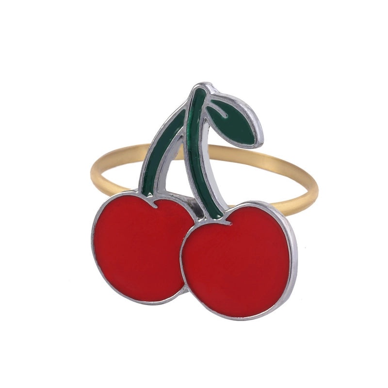 Cartoon Cherry Banana Alloy Napkin Ring for Casual Elegant Table Setting | Home Decor Tableware