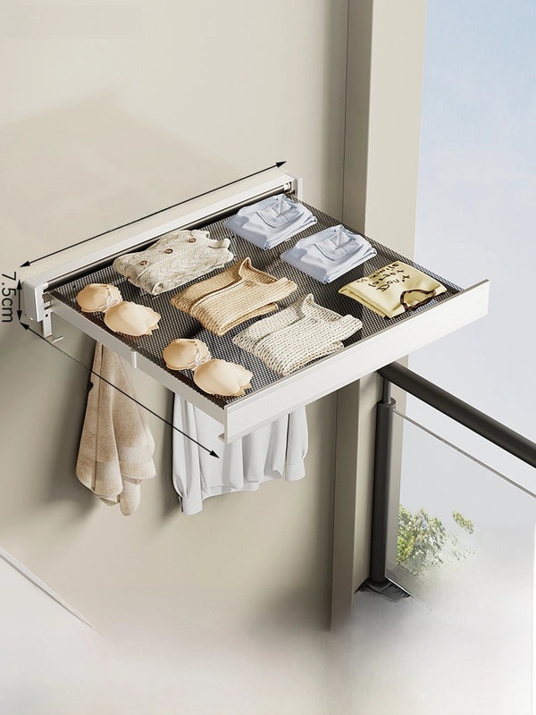 Balcony Foldable Invisible Wall-Mounted Clothes and Shoes Drying Rack Telescopic Non-Punch for Socks | Home Storage & Organization