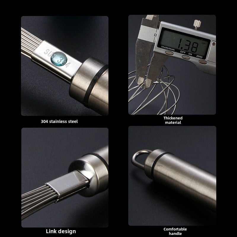 304 Stainless Steel Manual Egg Beater Whisk Thickened Mixing Rod for Noodles and Baking|Kitchen Utensils & Baking Tools