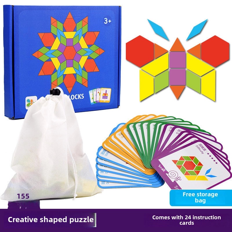 180-Piece Wooden Tangram Puzzle Set for Kids | Early Education Toys & Learning Games