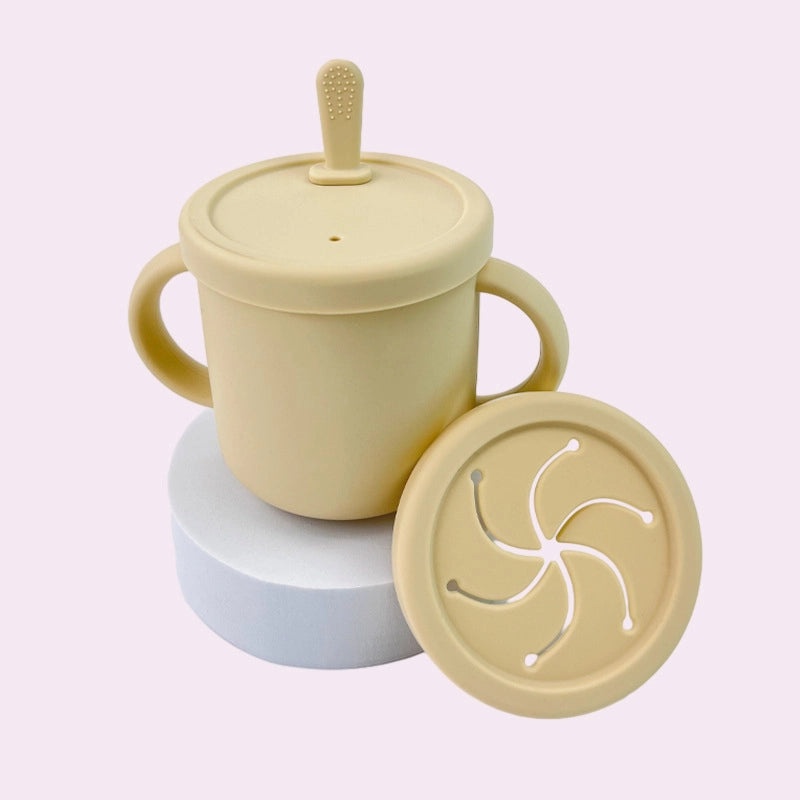 Baby Silicone Training Cup with Binaural Straw and Drop-resistant Design for Toddler Food and Drink | Baby & Toddler Feeding