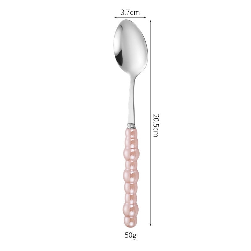 Ceramic Pearl Handle Stainless Steel Cutlery Set, Luxury Western Hotel Tableware, Steak Knife, Fork & Dessert Spoon | Kitchen & Dining