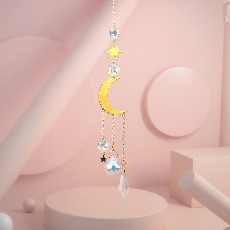 Stylish Sun and Moon Metal Pendant with Artificial Crystals|Jewelry & Accessories