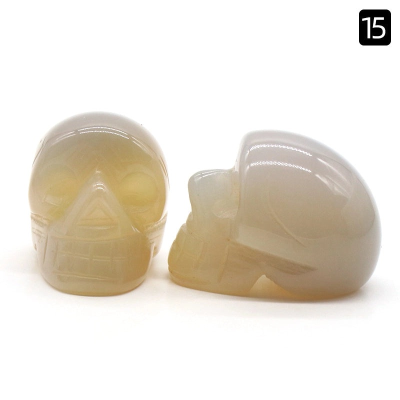 Halloween Vintage Skull Natural Crystal Agate Ornament | Home Decor & Seasonal Accessories