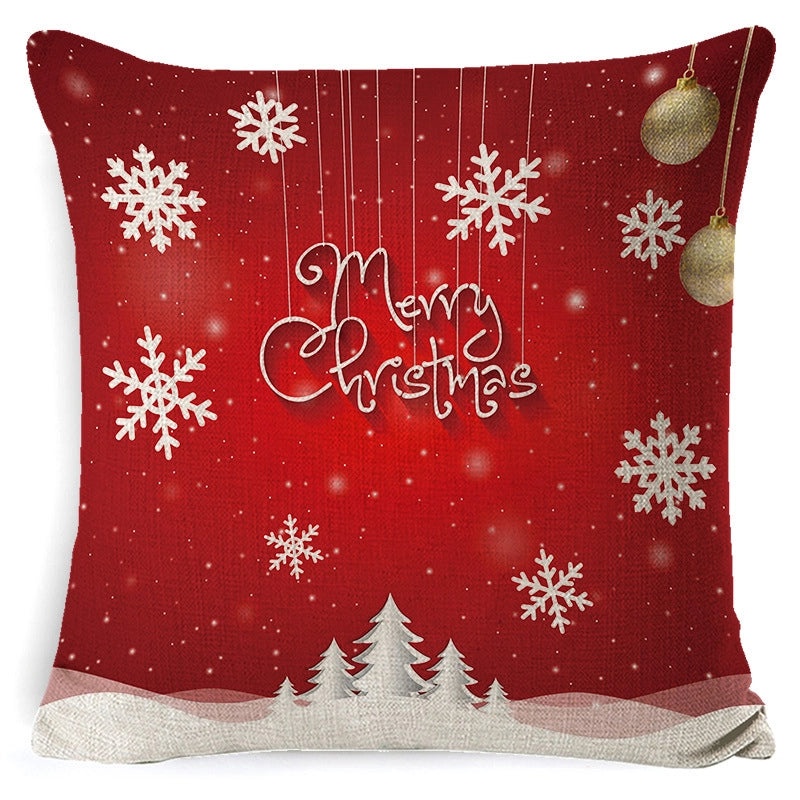 Christmas Linen Pillow Cover for Living Room Office Car Sofa Waist Cushion|Home Decor Cushions