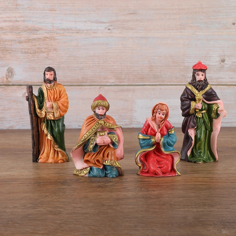 10-Piece Christmas Nativity Jesus Ornaments Set | Religious Holiday Resin Figurines | Christmas Decorations | Home & Garden
