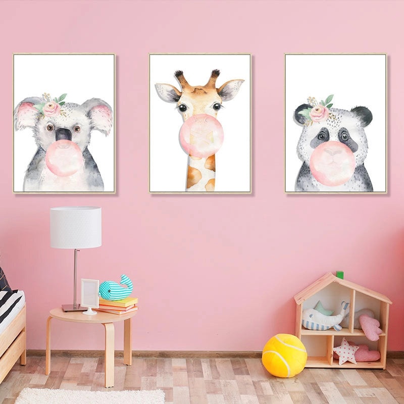 Watercolor Forest Animal Triptych Wall Art|Home Decor