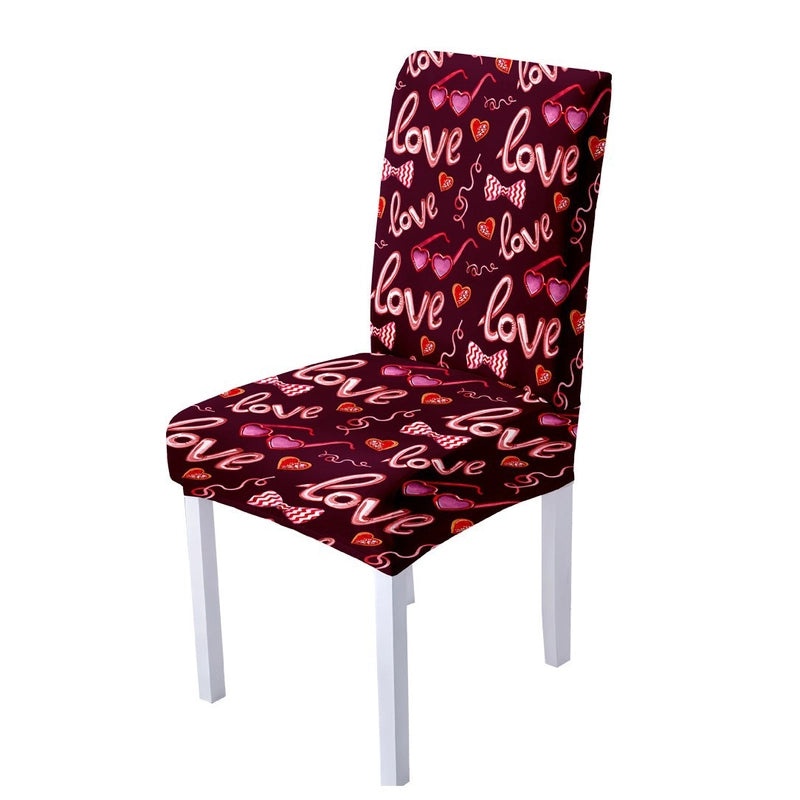 Romantic Valentine’s Day Heart-Shaped Polyester Chair Cover|Home Decor