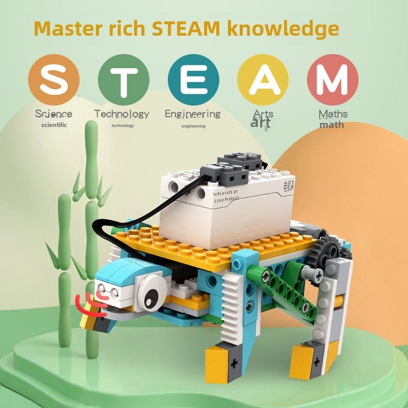 Electric Programming Robot Compatible with 9686 Small Particle Building Blocks | Educational STEM Robotics Kits