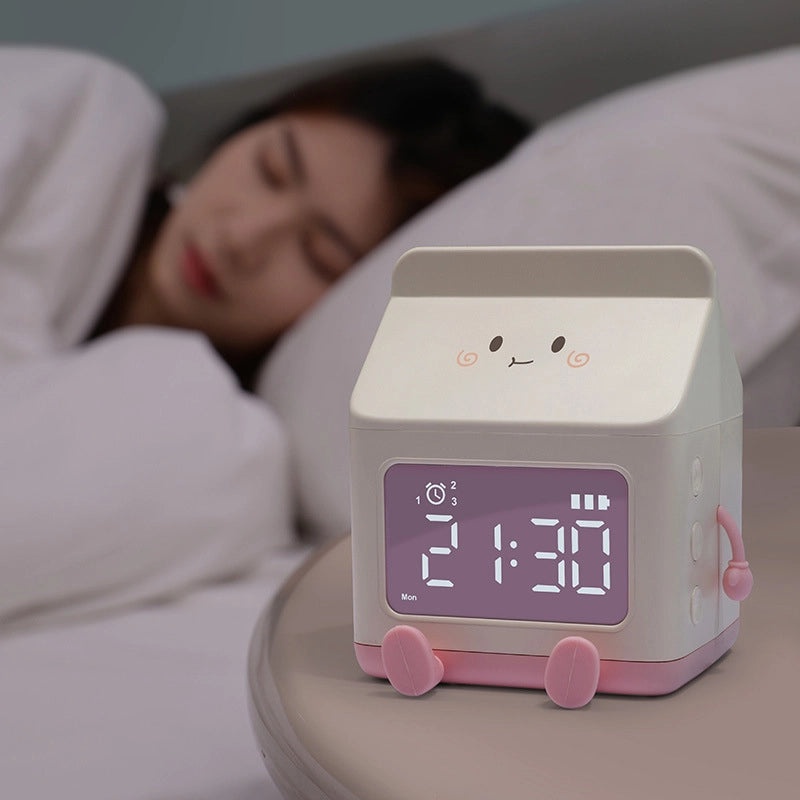Cute Milk Carton Mini Electronic Alarm Clock for Kids|Children's Bedroom Clocks