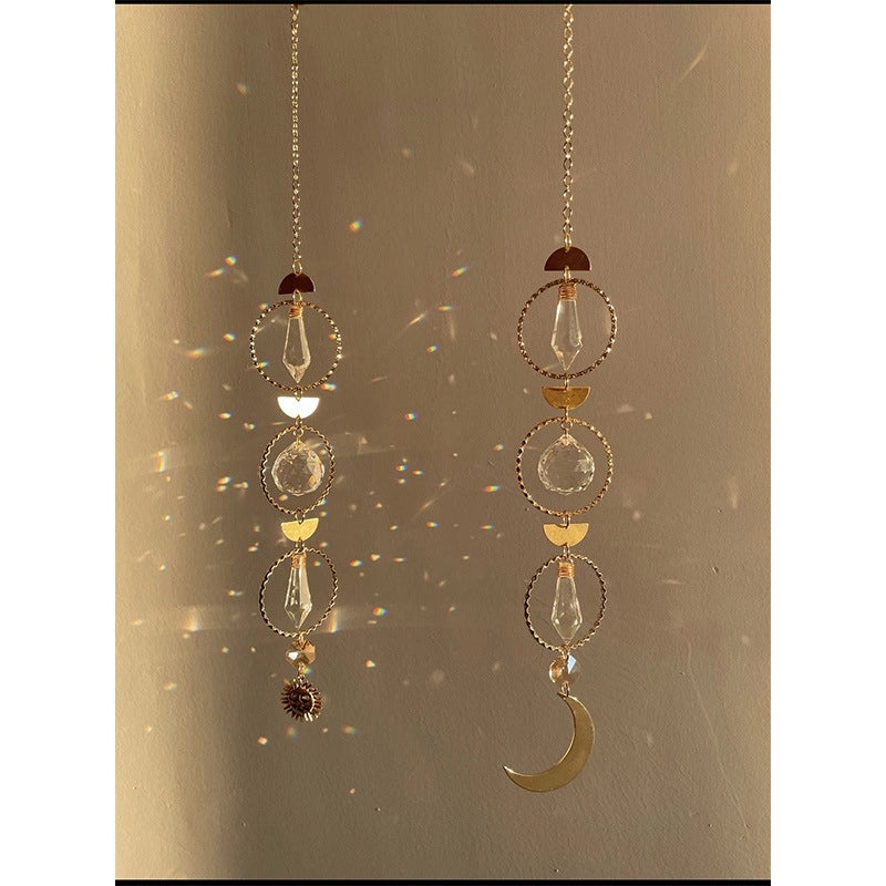 Elegant Sun Moon Crystal Suncatcher Wind Chime | Home Decor & Wall Art