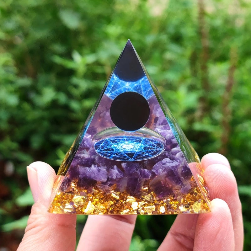 Pyramid Resin Crystal Ball with Decorative Pyramid Gravel | Home Decor & Accessories
