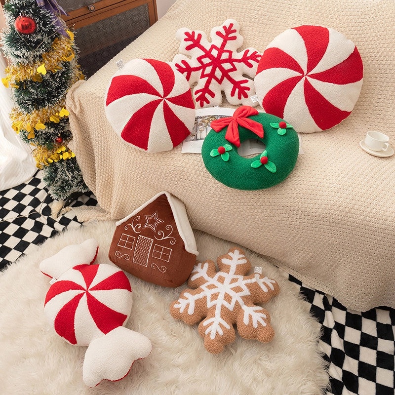Christmas Plush Toys Snowflake Wreath Stuffed Animals Soft PP Cotton Decorations|Holiday Plush Toys