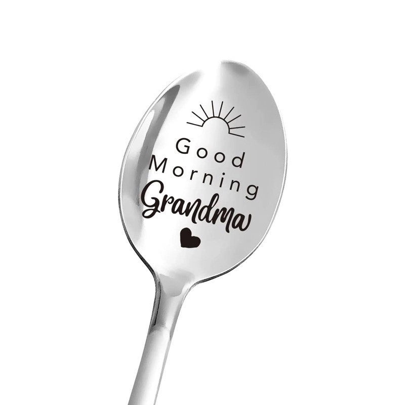 Trendy Engraved Stainless Steel Spoon|Kitchen Utensils & Dining Accessories