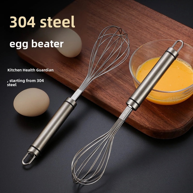 304 Stainless Steel Manual Egg Beater Whisk Thickened Mixing Rod for Noodles and Baking|Kitchen Utensils & Baking Tools