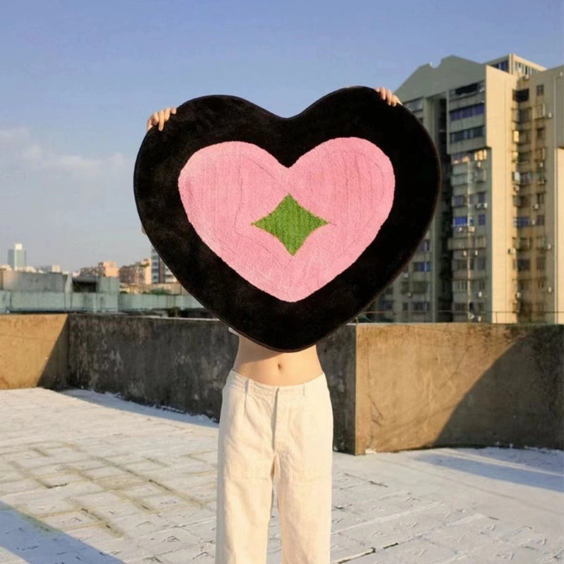 Elegant Heart Letter Pattern Polyester Bath Mat for Bathroom | Bath Rugs & Mats