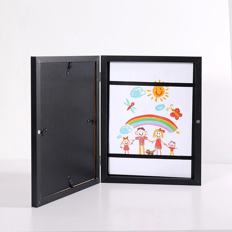 Wooden Magnetic Flip Photo Frame with Storage for Kids' Art and Pictures | Photo Frames & Displays