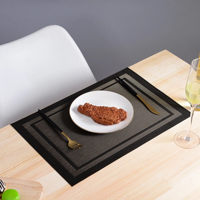 Waterproof Non-slip PVC Placemat with Double Diagonal Frame Japanese European Style | Kitchen & Dining Accessories